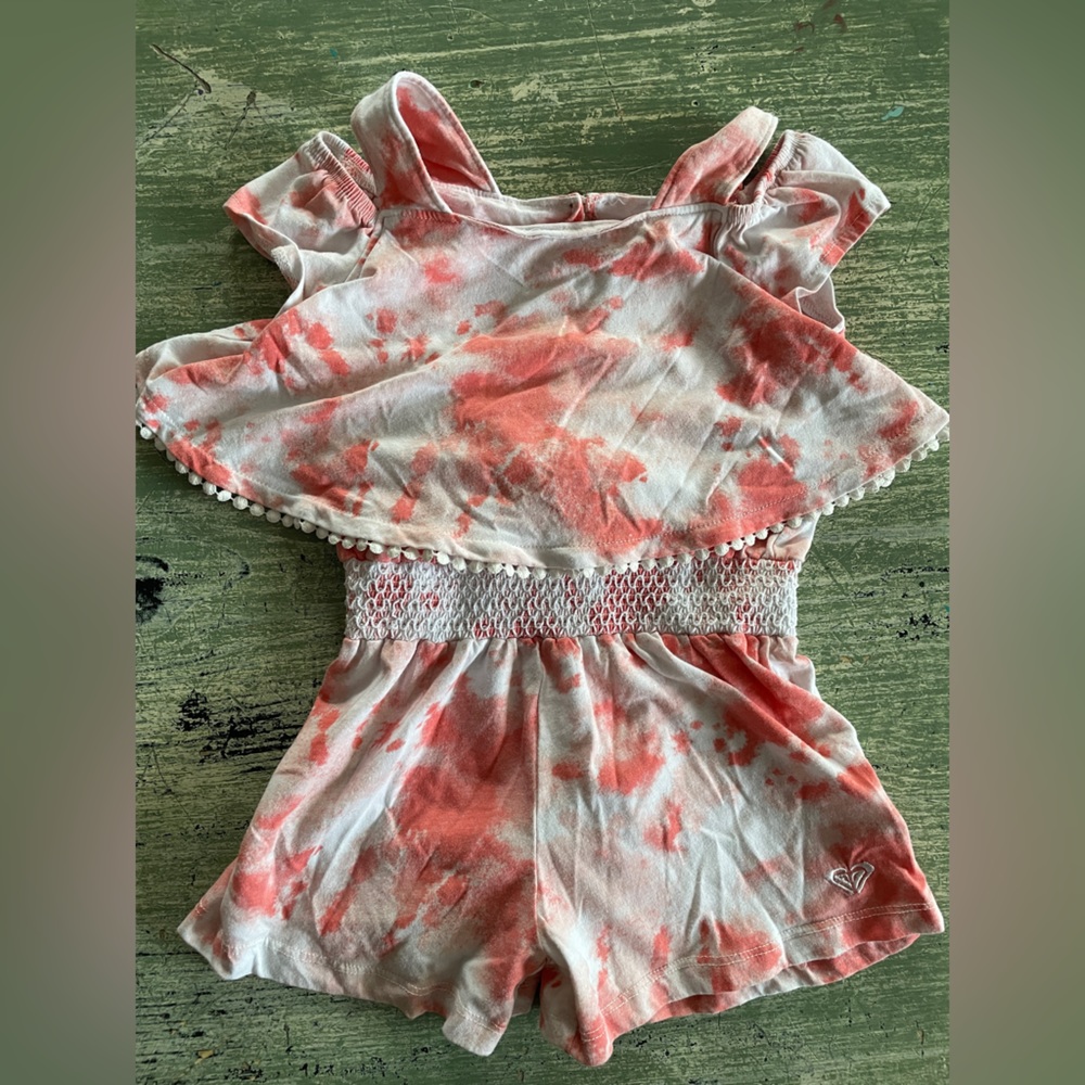 Roxy red/white tie dye romper 4t